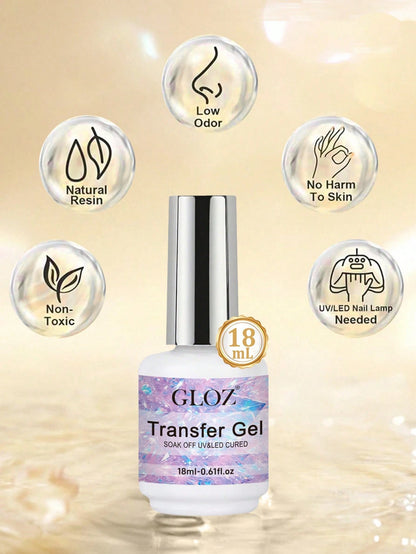 GLOZ 18ml Nail Foil Glue Nail Art Foil Glue Gel For Foil Stickers Nail Glue Foil Transfer Gel Nail Foil Transfer Glue Nail Art Manicure DIY LED Lamp Required Soak Off