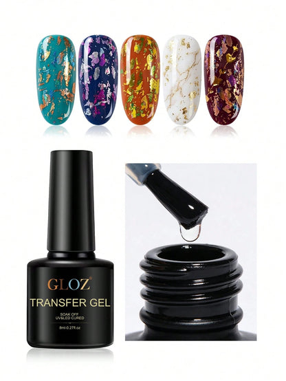 GLOZ 18ml Nail Foil Glue Nail Art Foil Glue Gel For Foil Stickers Nail Glue Foil Transfer Gel Nail Foil Transfer Glue Nail Art Manicure DIY LED Lamp Required Soak Off
