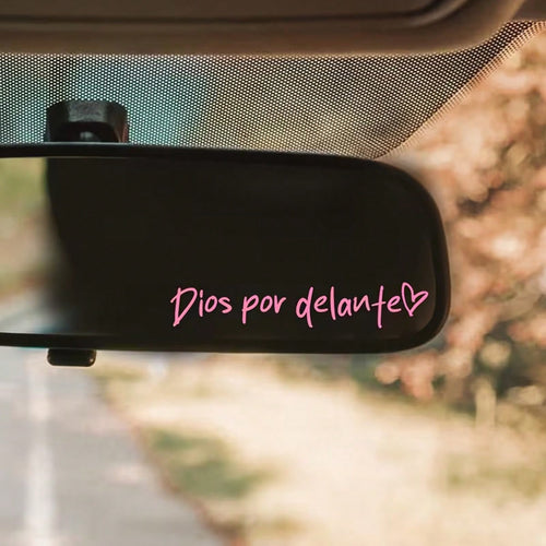 God On The Rearview Mirror, Decorative Makeup Mirror Sticker, Inspirational And Positive Energy Message Sticker, Spanish Themed Home Decor Mirror Sticker