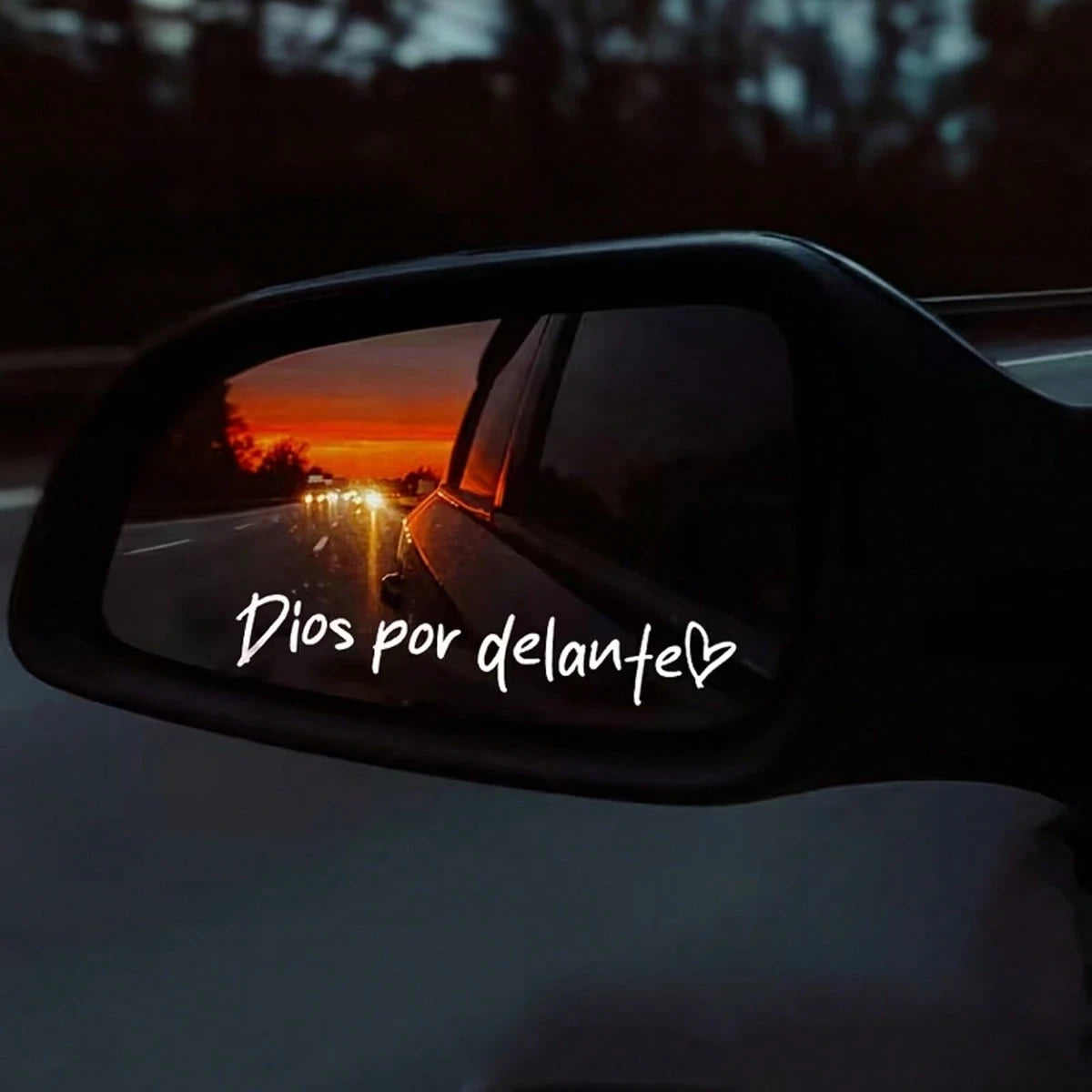 God On The Rearview Mirror, Decorative Makeup Mirror Sticker, Inspirational And Positive Energy Message Sticker, Spanish Themed Home Decor Mirror Sticker