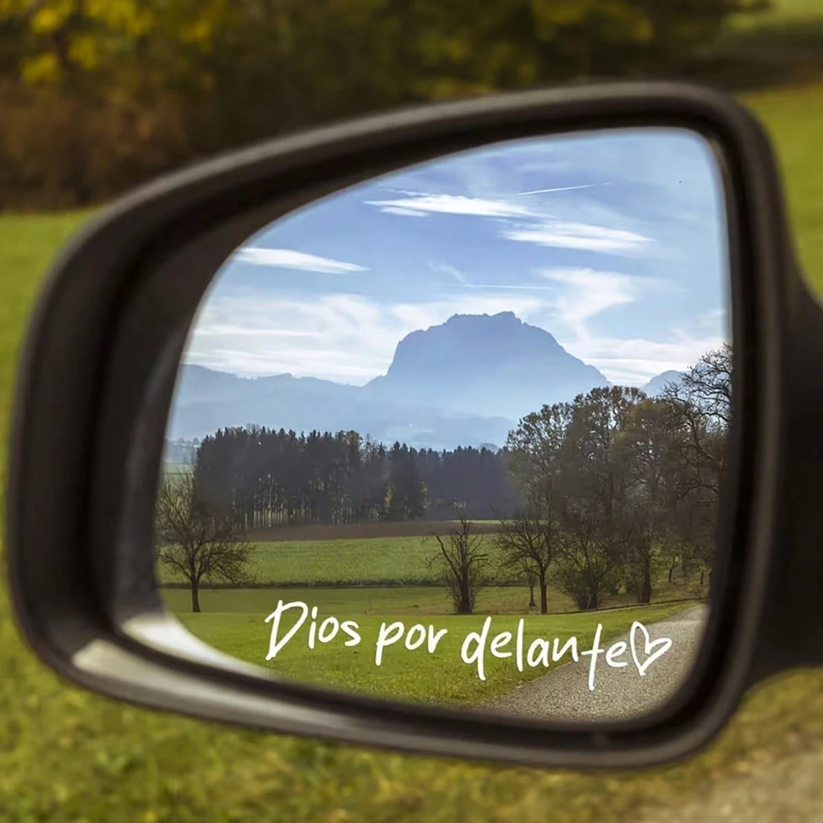 God On The Rearview Mirror, Decorative Makeup Mirror Sticker, Inspirational And Positive Energy Message Sticker, Spanish Themed Home Decor Mirror Sticker