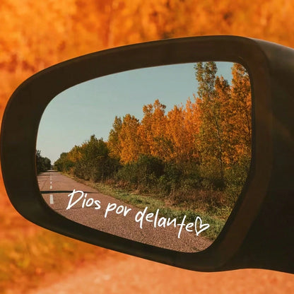 God On The Rearview Mirror, Decorative Makeup Mirror Sticker, Inspirational And Positive Energy Message Sticker, Spanish Themed Home Decor Mirror Sticker