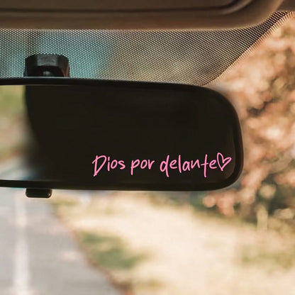 God On The Rearview Mirror, Decorative Makeup Mirror Sticker, Inspirational And Positive Energy Message Sticker, Spanish Themed Home Decor Mirror Sticker