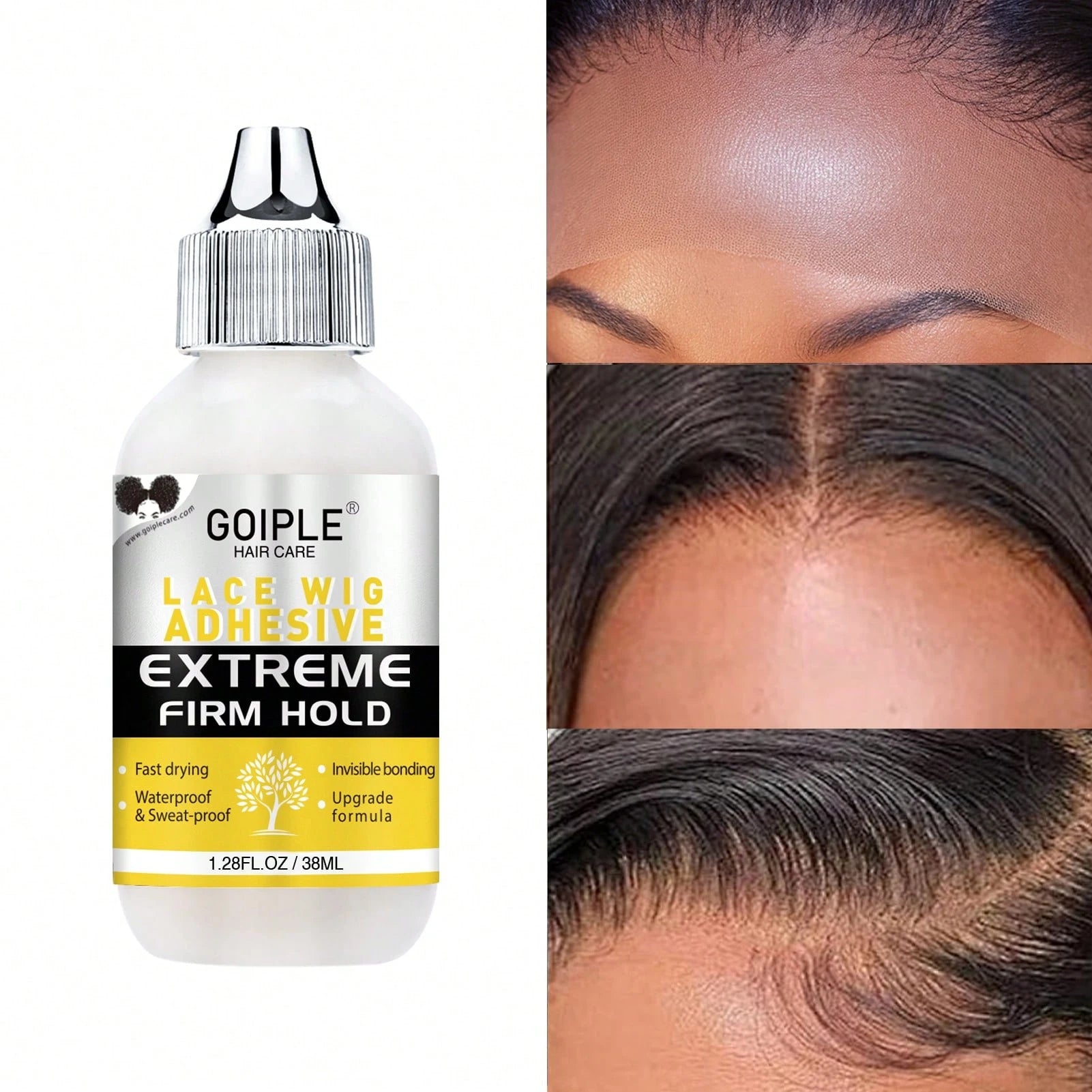 Goiple Strong Hold Lace Front Wig Glue, Quick Dry Waterproof Invisible Adhesive For Lace Frontal & Hair Replacement,Clear Bonding Formula For Multi Hair Textures, Perfect For Wig Install, Daily Wear &