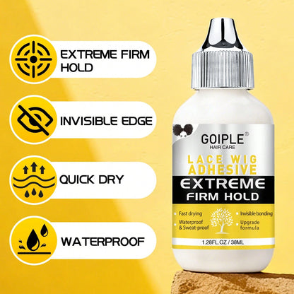 Goiple Strong Hold Lace Front Wig Glue, Quick Dry Waterproof Invisible Adhesive For Lace Frontal & Hair Replacement,Clear Bonding Formula For Multi Hair Textures, Perfect For Wig Install, Daily Wear &