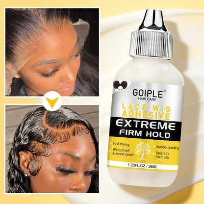 Goiple Strong Hold Lace Front Wig Glue, Quick Dry Waterproof Invisible Adhesive For Lace Frontal & Hair Replacement,Clear Bonding Formula For Multi Hair Textures, Perfect For Wig Install, Daily Wear &