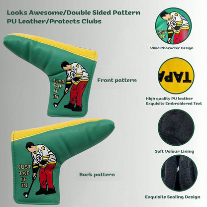 Golf Putter Head Cover| Soft Velvet Lining| Double-Sided Pattern| Scratch-Resistant PU Leather| Fits Most Blade Putters