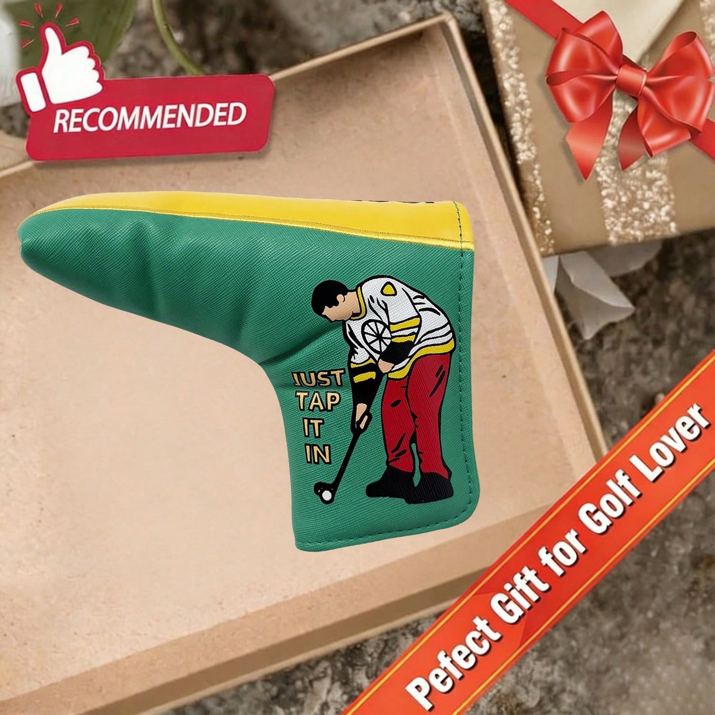Golf Putter Head Cover| Soft Velvet Lining| Double-Sided Pattern| Scratch-Resistant PU Leather| Fits Most Blade Putters