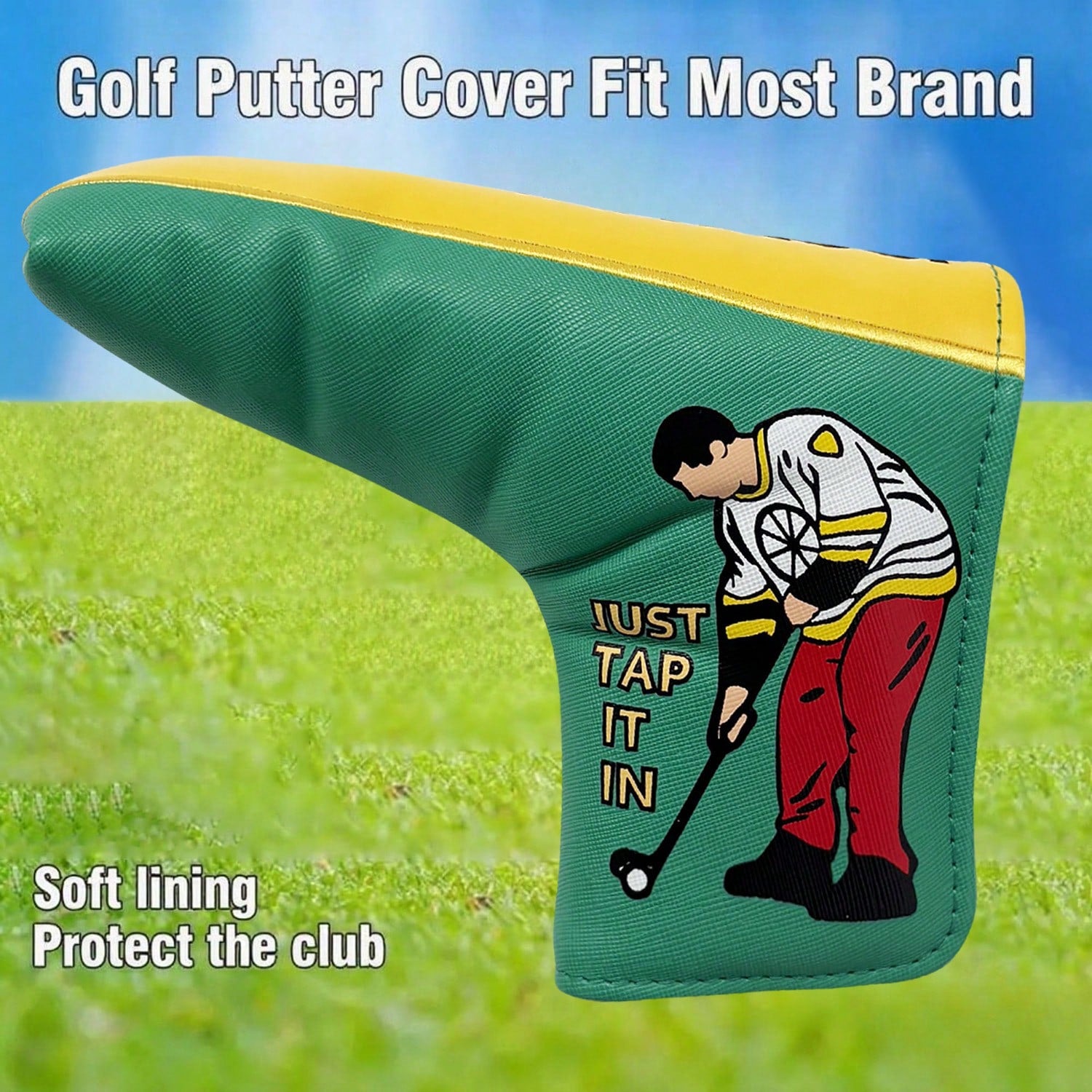 Golf Putter Head Cover| Soft Velvet Lining| Double-Sided Pattern| Scratch-Resistant PU Leather| Fits Most Blade Putters