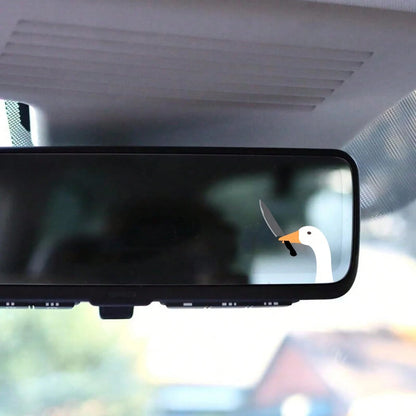 Goose Meme Mirror Peaker Decal ( Funny Goose Holding Knife Cute Sticker Rear View Mirror Stickers )