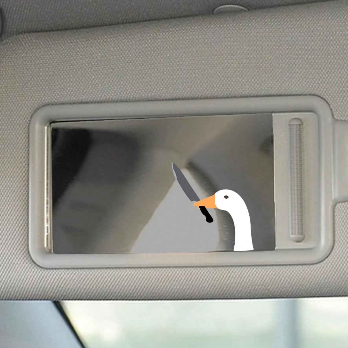Goose Meme Mirror Peaker Decal ( Funny Goose Holding Knife Cute Sticker Rear View Mirror Stickers )