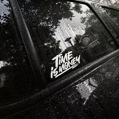 Graffiti "TIME IS MONEY" Vinyl Car Sticker, Waterproof Self-Adhesive Decal, Suitable For Car Windows, Body Sides, Trucks, SUVs