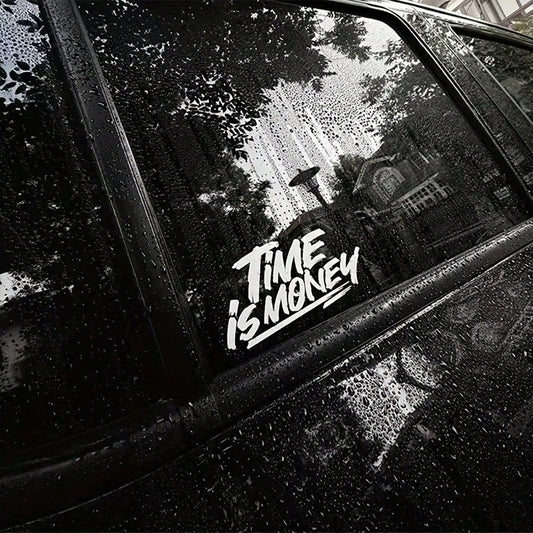 Graffiti "TIME IS MONEY" Vinyl Car Sticker, Waterproof Self-Adhesive Decal, Suitable For Car Windows, Body Sides, Trucks, SUVs