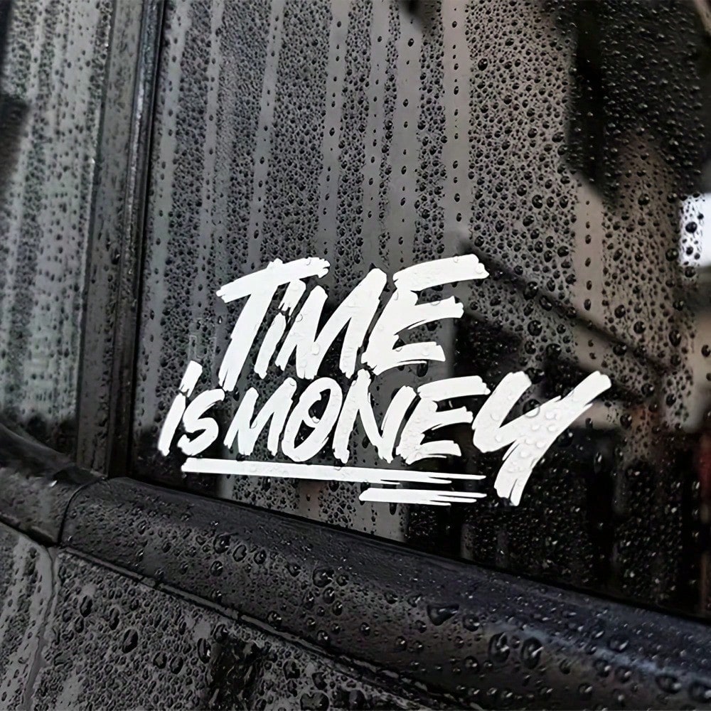 Graffiti "TIME IS MONEY" Vinyl Car Sticker, Waterproof Self-Adhesive Decal, Suitable For Car Windows, Body Sides, Trucks, SUVs