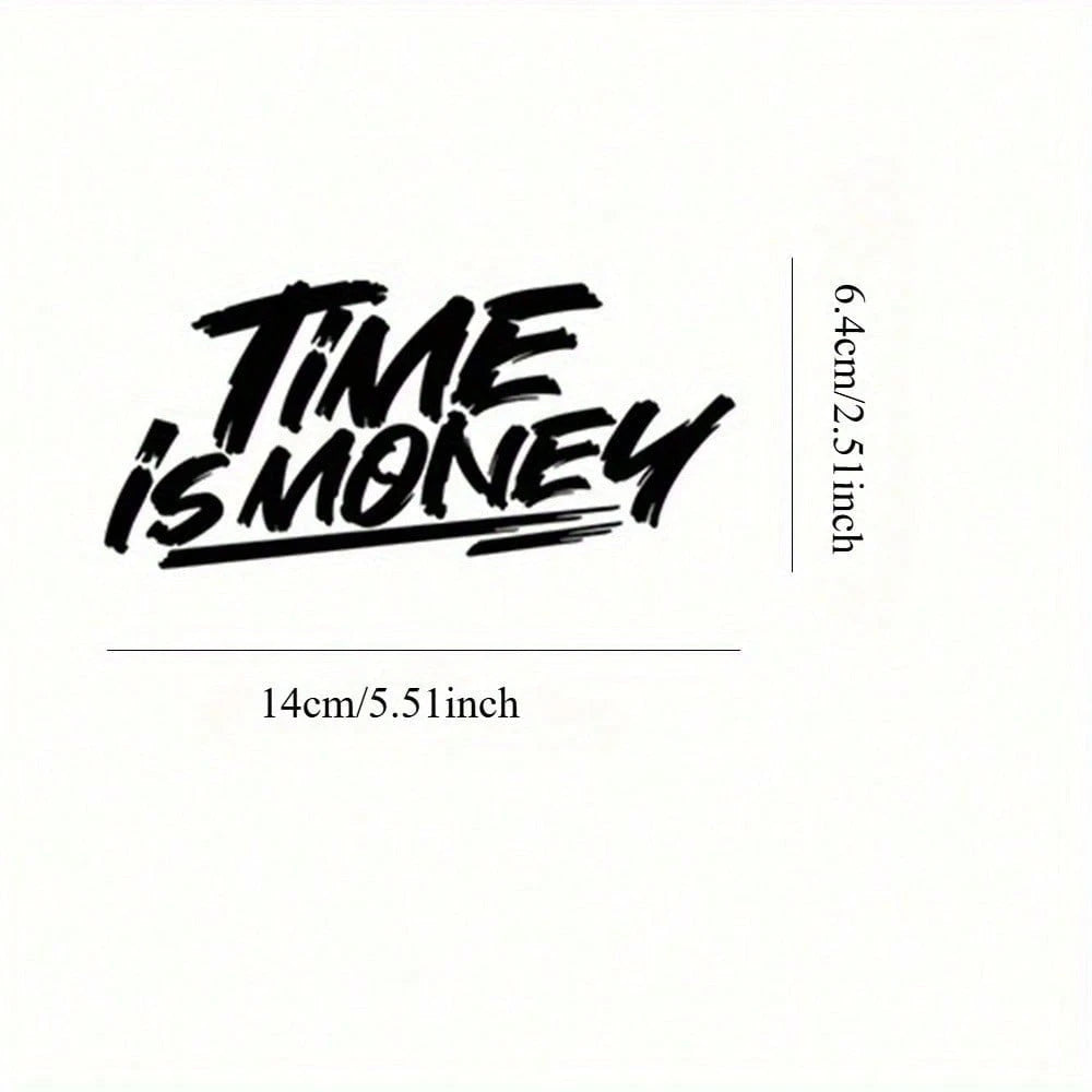 Graffiti "TIME IS MONEY" Vinyl Car Sticker, Waterproof Self-Adhesive Decal, Suitable For Car Windows, Body Sides, Trucks, SUVs