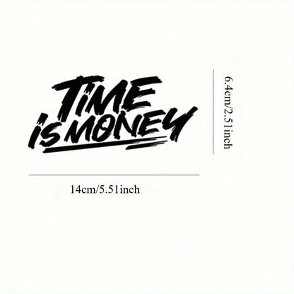 Graffiti "TIME IS MONEY" Vinyl Car Sticker, Waterproof Self-Adhesive Decal, Suitable For Car Windows, Body Sides, Trucks, SUVs