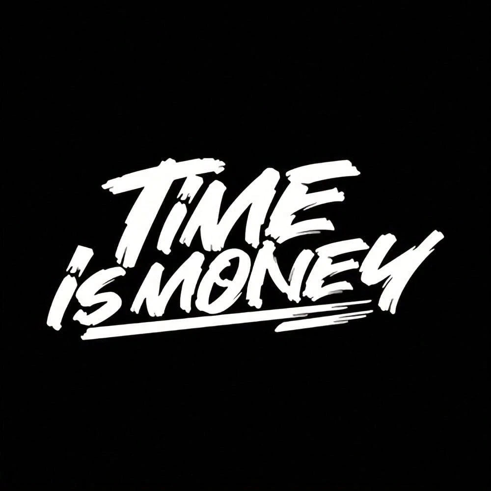 Graffiti "TIME IS MONEY" Vinyl Car Sticker, Waterproof Self-Adhesive Decal, Suitable For Car Windows, Body Sides, Trucks, SUVs