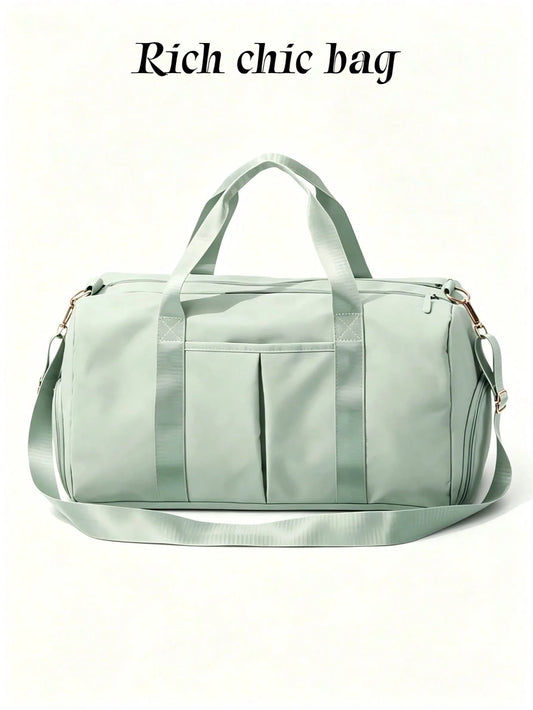 Green Nighttime Vacation Luggage, Wet And Dry Separation Weekend Carry-On Bag, Multi-Functional Portable Shoulder Bag, For Business And Vacation