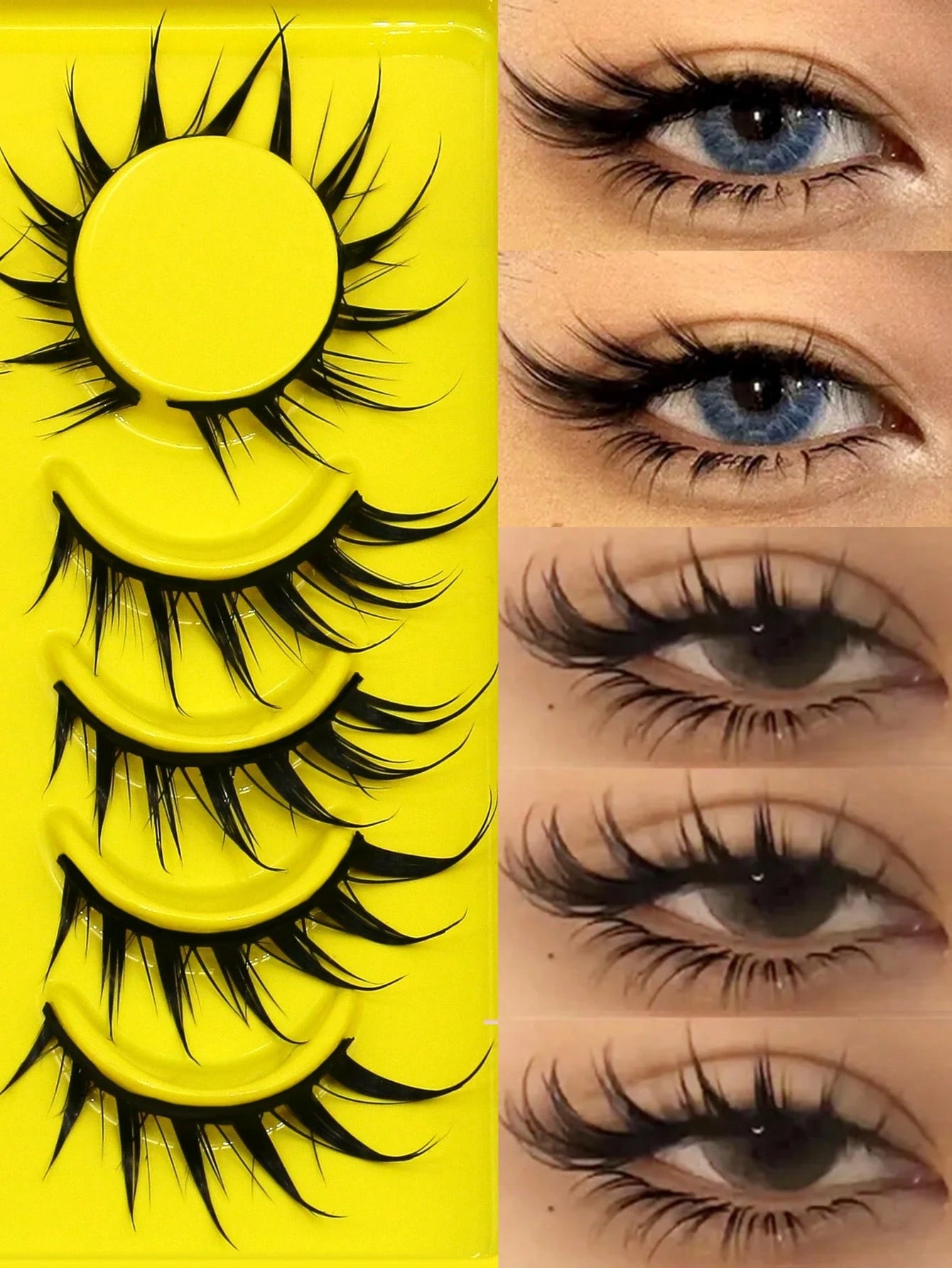 GROINNEYA 6 Pairs Wet Fox Eye Lashes Anime False Eyelashes Cosplay Fake Lashes Dramatic Eyelashes Wet Eyelashes Extensions Makeup Tool(SJ04) Strip Lashes, Lashes, Eyelashes, Fake Lashes