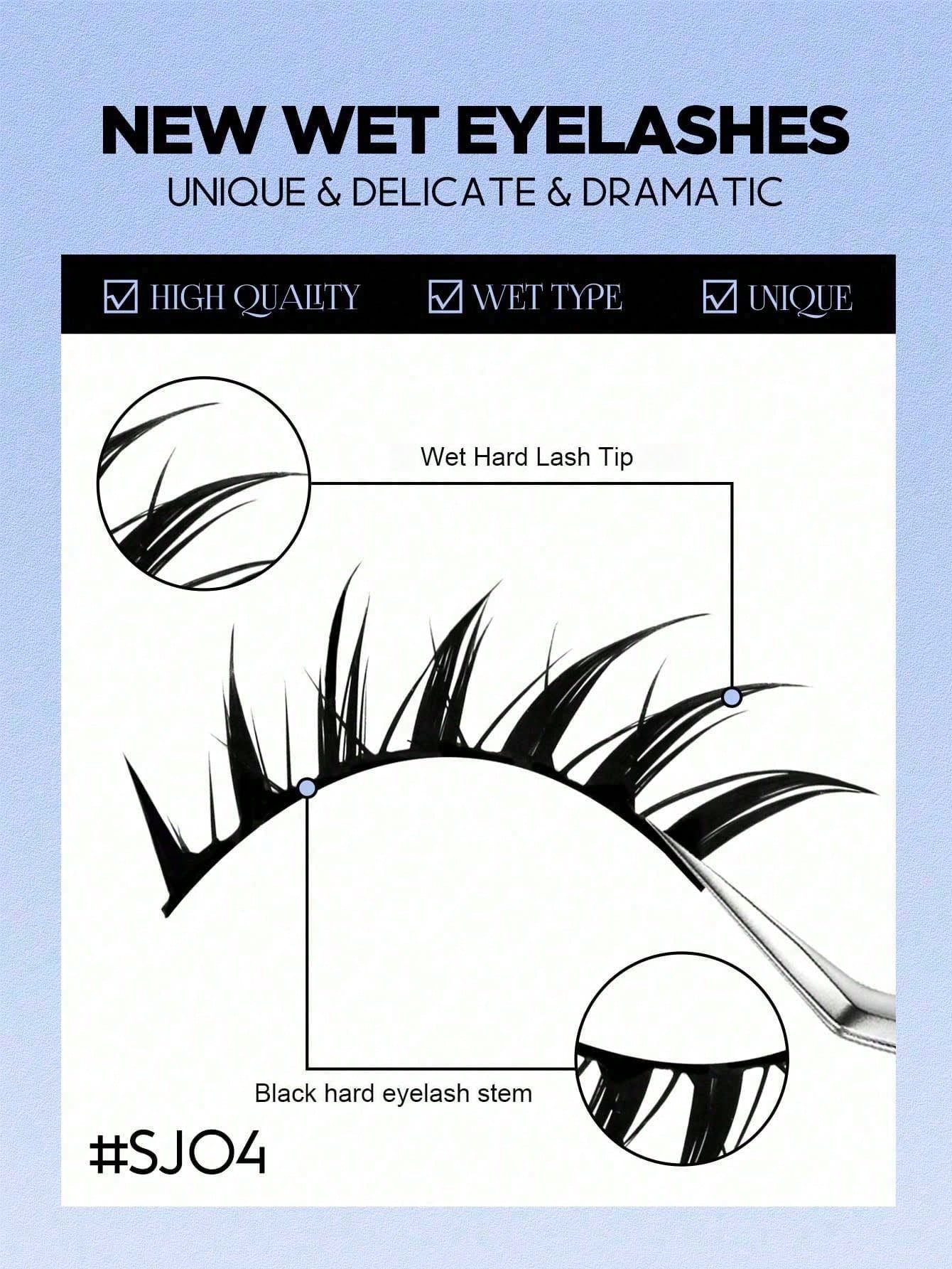 GROINNEYA 6 Pairs Wet Fox Eye Lashes Anime False Eyelashes Cosplay Fake Lashes Dramatic Eyelashes Wet Eyelashes Extensions Makeup Tool(SJ04) Strip Lashes, Lashes, Eyelashes, Fake Lashes