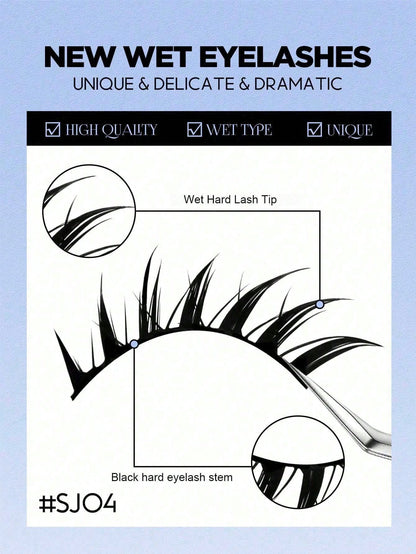 GROINNEYA 6 Pairs Wet Fox Eye Lashes Anime False Eyelashes Cosplay Fake Lashes Dramatic Eyelashes Wet Eyelashes Extensions Makeup Tool(SJ04) Strip Lashes, Lashes, Eyelashes, Fake Lashes