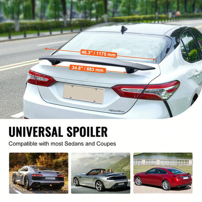 GT Wing Car Spoiler 46.3 Inch Universal Spoiler Compatible With Most Sedans And Coupes High Strength ABS Material Car Rear Spoiler Wing Racing Spoiler BGW JDM Drift Glossy Black