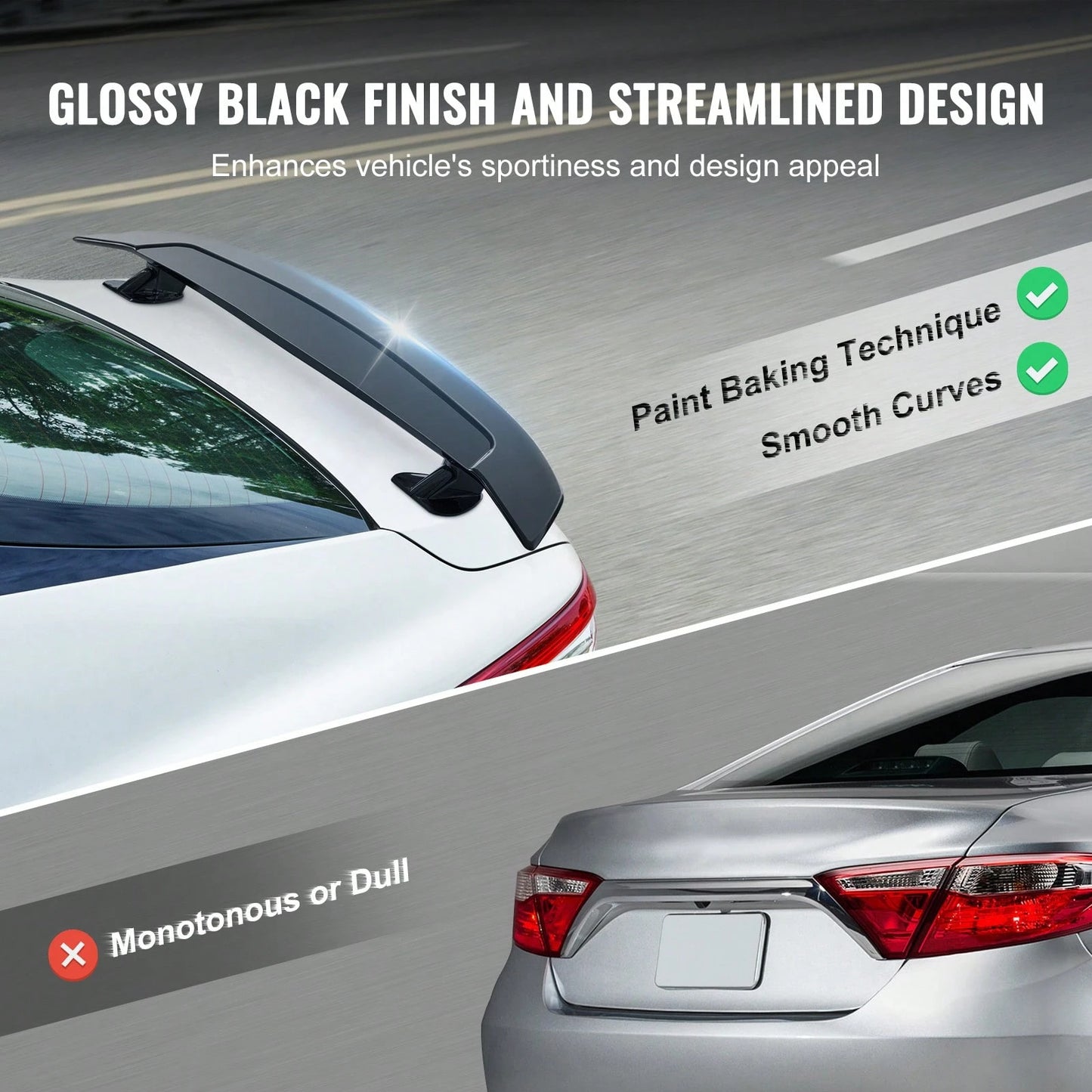GT Wing Car Spoiler 46.3 Inch Universal Spoiler Compatible With Most Sedans And Coupes High Strength ABS Material Car Rear Spoiler Wing Racing Spoiler BGW JDM Drift Glossy Black