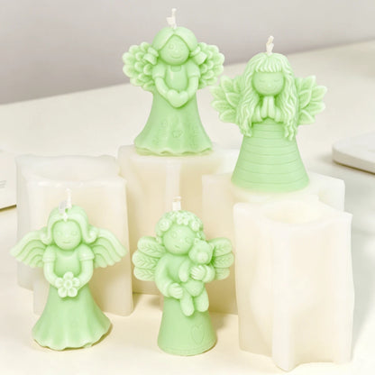 Guardian Angel Figurine Candle Silicone Mold Angel Ornaments Statues For Home Table Decor Praying Angel Craft Making Tool Angel Wing Resin Casting DIY Candle Craft Making Mould Festival Gift