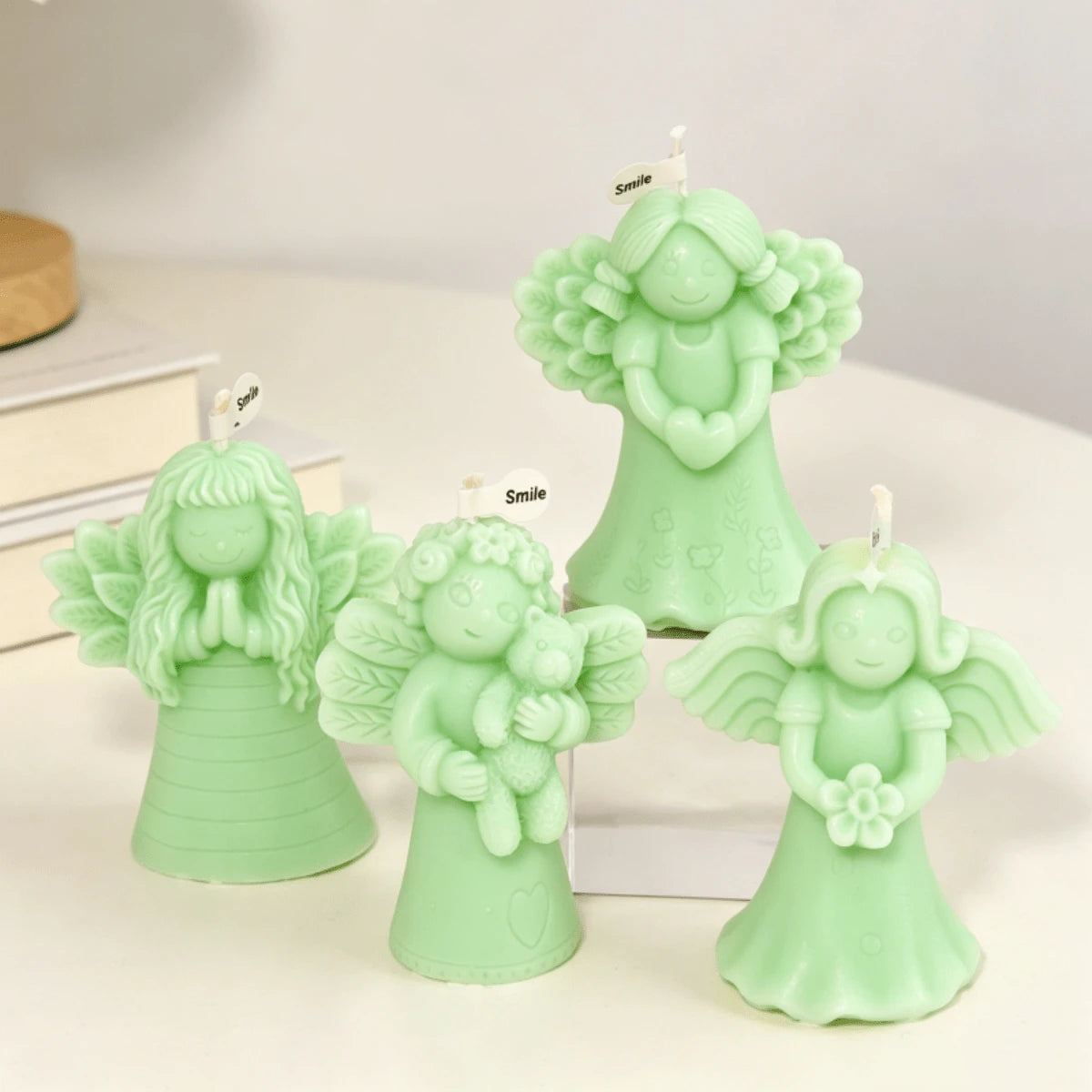 Guardian Angel Figurine Candle Silicone Mold Angel Ornaments Statues For Home Table Decor Praying Angel Craft Making Tool Angel Wing Resin Casting DIY Candle Craft Making Mould Festival Gift
