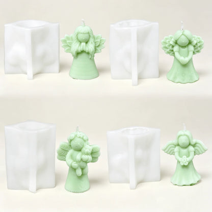 Guardian Angel Figurine Candle Silicone Mold Angel Ornaments Statues For Home Table Decor Praying Angel Craft Making Tool Angel Wing Resin Casting DIY Candle Craft Making Mould Festival Gift