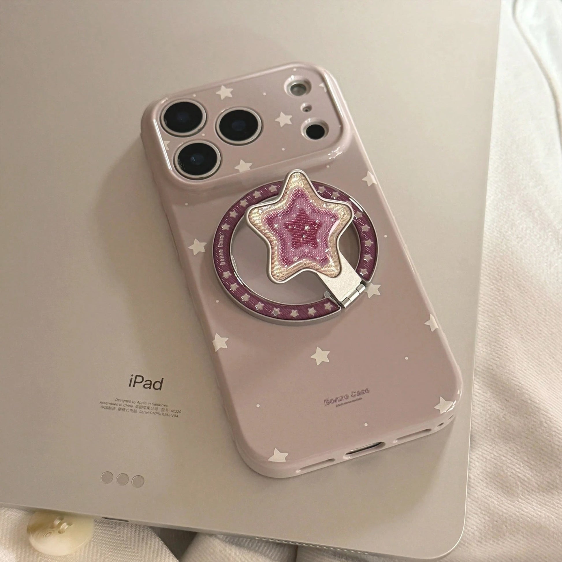 GUCADI Dark Berry Purple Magnetic White Cold Star + Grape Purple Star Gold Star Magnetic Phone Stand Cream Blue Star Compatible With Apple 17 Pro Max Phone Case 16 Striped Magnetic Stand 15 Shockproof