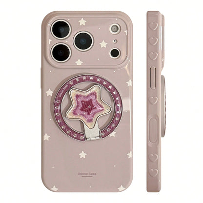 GUCADI Dark Berry Purple Magnetic White Cold Star + Grape Purple Star Gold Star Magnetic Phone Stand Cream Blue Star Compatible With Apple 17 Pro Max Phone Case 16 Striped Magnetic Stand 15 Shockproof