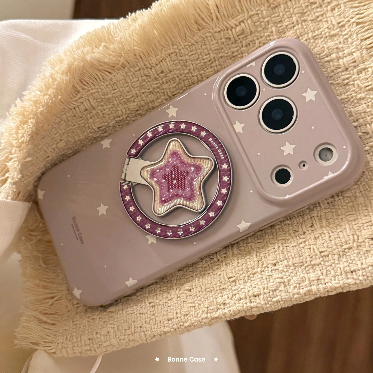 GUCADI Dark Berry Purple Magnetic White Cold Star + Grape Purple Star Gold Star Magnetic Phone Stand Cream Blue Star Compatible With Apple 17 Pro Max Phone Case 16 Striped Magnetic Stand 15 Shockproof