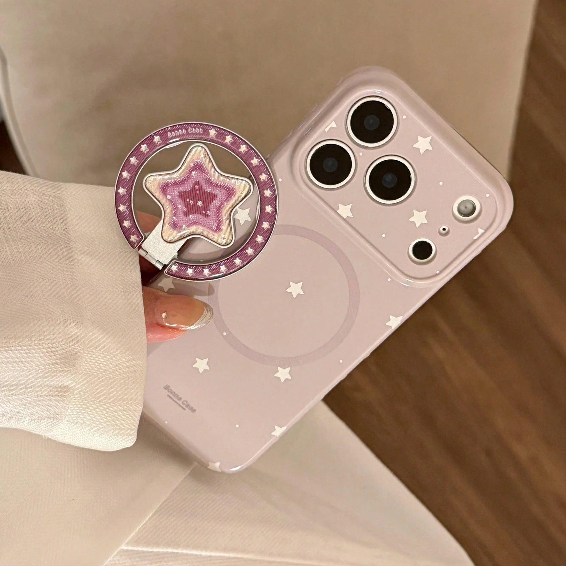 GUCADI Dark Berry Purple Magnetic White Cold Star + Grape Purple Star Gold Star Magnetic Phone Stand Cream Blue Star Compatible With Apple 17 Pro Max Phone Case 16 Striped Magnetic Stand 15 Shockproof