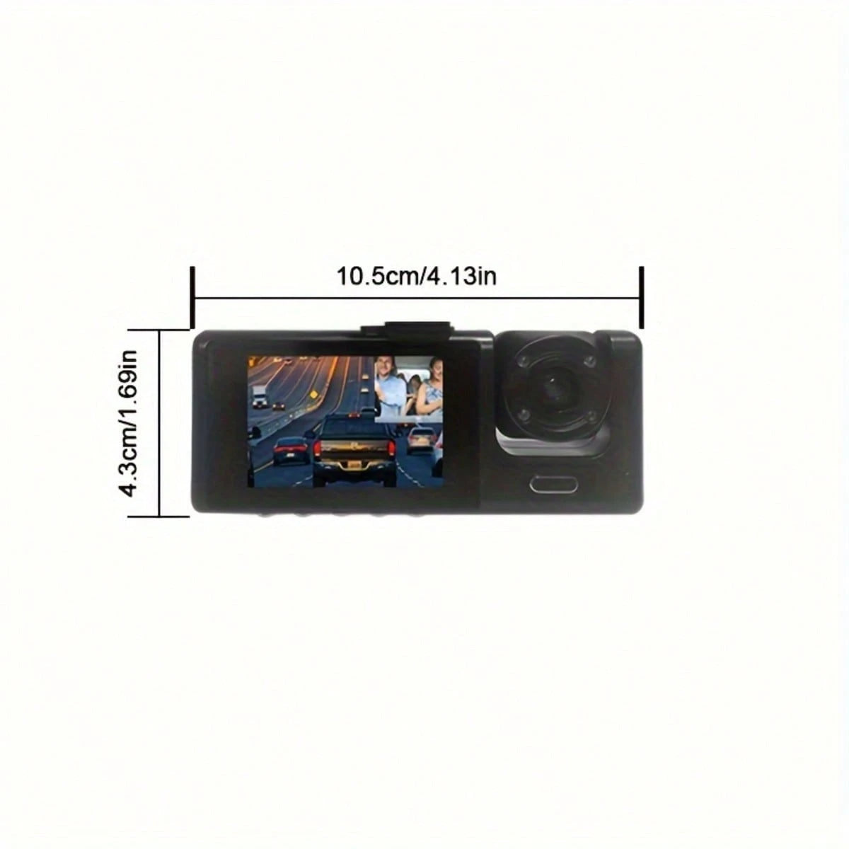 GYIOEUPT Dual Lens Car Dash Cam, 1080P Front & 480P Built-In Camera, 2'' IPS Screen, IR Night Vision, Wide Angle, Universal Vehicle Driving Recorder