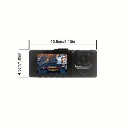 GYIOEUPT Dual Lens Car Dash Cam, 1080P Front & 480P Built-In Camera, 2'' IPS Screen, IR Night Vision, Wide Angle, Universal Vehicle Driving Recorder