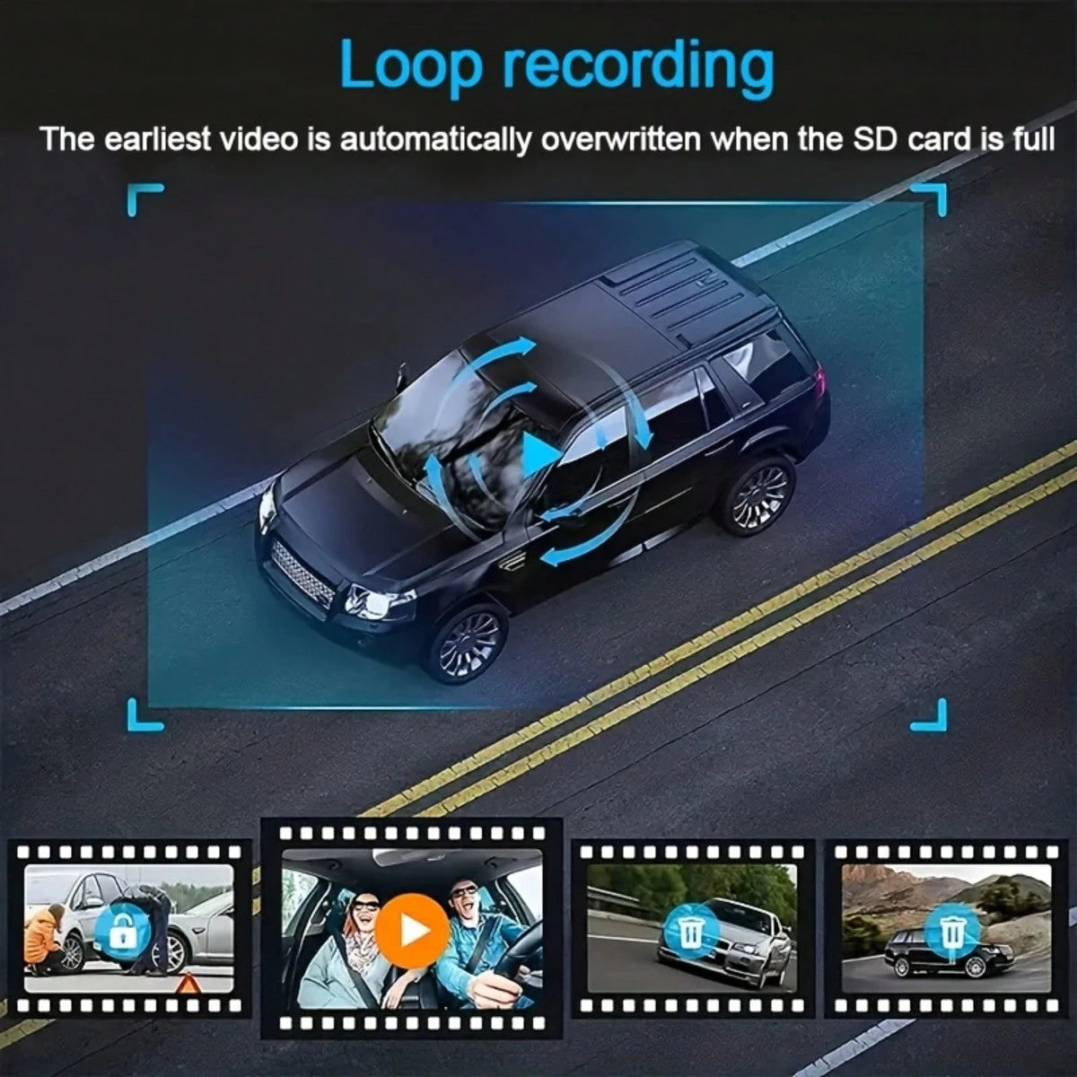 GYIOEUPT Dual Lens Car Dash Cam, 1080P Front & 480P Built-In Camera, 2'' IPS Screen, IR Night Vision, Wide Angle, Universal Vehicle Driving Recorder