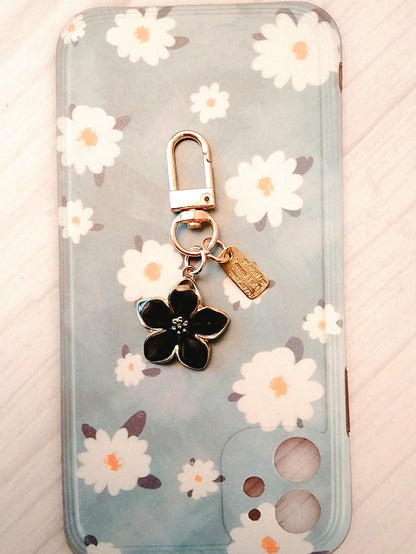 HAILIAN 1pc Alloy Material Cherry Blossom Shaped Keychain With Light & Graceful Blossom And Square Plate, Suitable For Bag Pendant, Car Keychain, Couple Birthday & Festival Gift