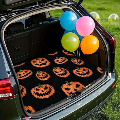 Halloween Pumpkin Car Trunk Mat For Suv Hatchback Cargo Liner Protective Floor Cover With Jack O Lantern Design