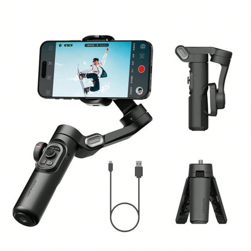 Handheld 3 Axis Anti-Shake Shooting Stand (1 Count), Rotating Automatic Face Tracking Stabilizer For Live Video, Phone Accessories, Content Creator Tools Compatible With Iphone Android Phone For Summe