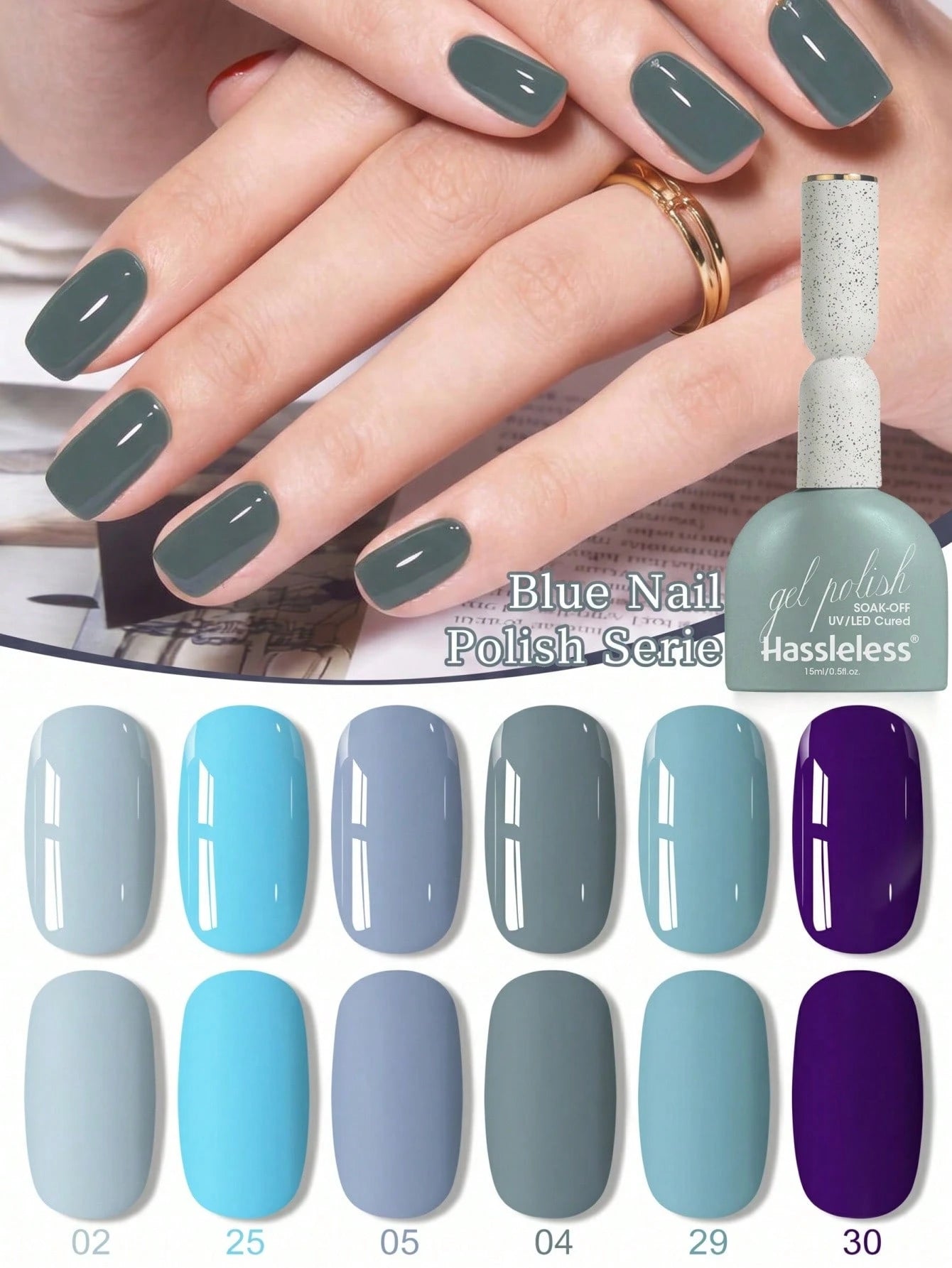 Hassleless 6pcs Atmosphere Versatile Nail Gel Set, Elegant Glossy Finish Fashion LED Salon Nail Gel, Suitable For Girls DIY, Essential Holiday Gift For Women