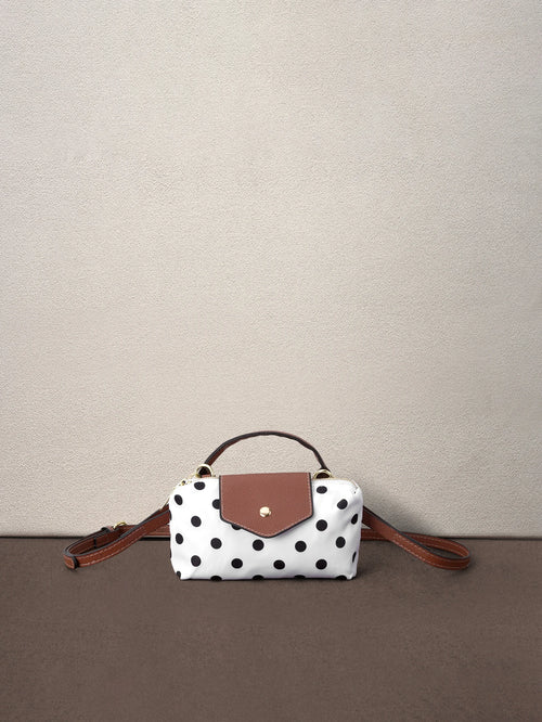 Hatastic Elegant Colorblock Mini Handbag, Polka Dot Pattern, With Adjustable Shoulder Strap, Ideal Gift Bag For Parties, Galas, Formal Events