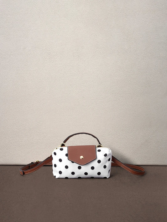 Hatastic Elegant Colorblock Mini Handbag, Polka Dot Pattern, With Adjustable Shoulder Strap, Ideal Gift Bag For Parties, Galas, Formal Events