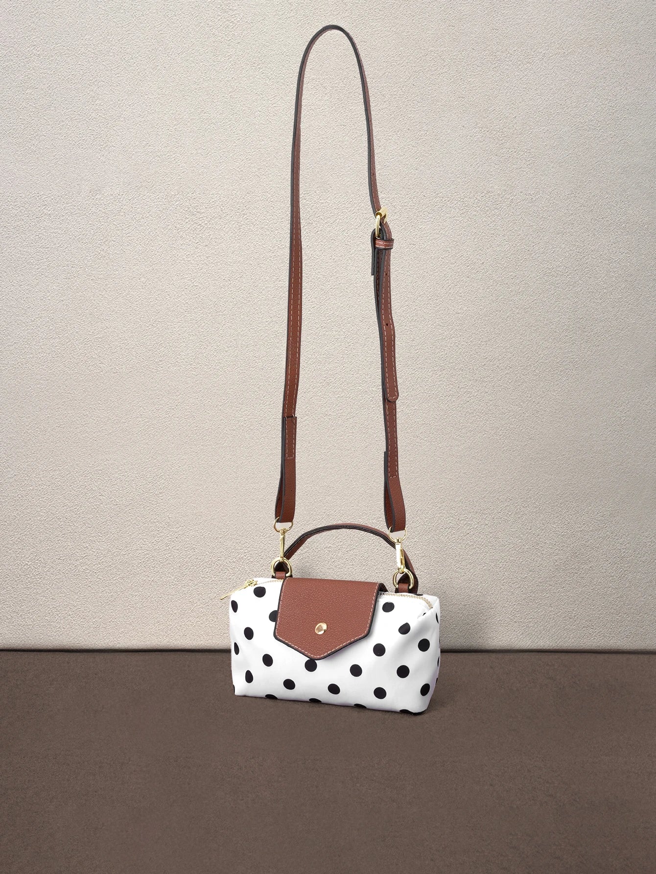 Hatastic Elegant Colorblock Mini Handbag, Polka Dot Pattern, With Adjustable Shoulder Strap, Ideal Gift Bag For Parties, Galas, Formal Events