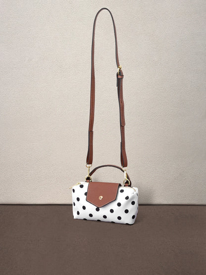 Hatastic Elegant Colorblock Mini Handbag, Polka Dot Pattern, With Adjustable Shoulder Strap, Ideal Gift Bag For Parties, Galas, Formal Events