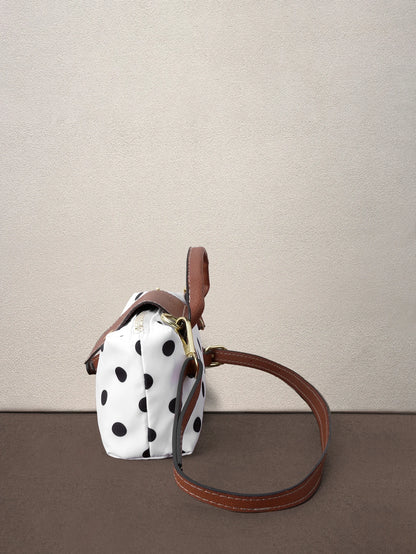 Hatastic Elegant Colorblock Mini Handbag, Polka Dot Pattern, With Adjustable Shoulder Strap, Ideal Gift Bag For Parties, Galas, Formal Events