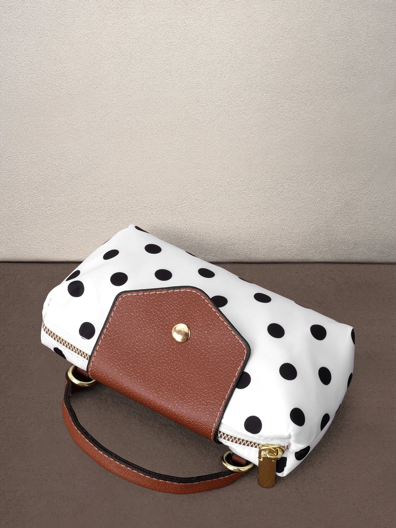 Hatastic Elegant Colorblock Mini Handbag, Polka Dot Pattern, With Adjustable Shoulder Strap, Ideal Gift Bag For Parties, Galas, Formal Events