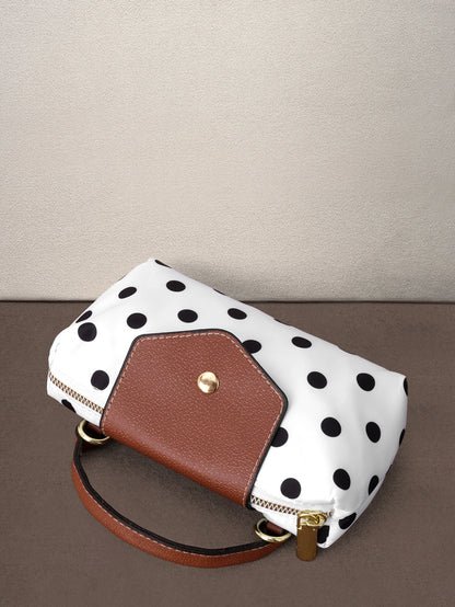 Hatastic Elegant Colorblock Mini Handbag, Polka Dot Pattern, With Adjustable Shoulder Strap, Ideal Gift Bag For Parties, Galas, Formal Events