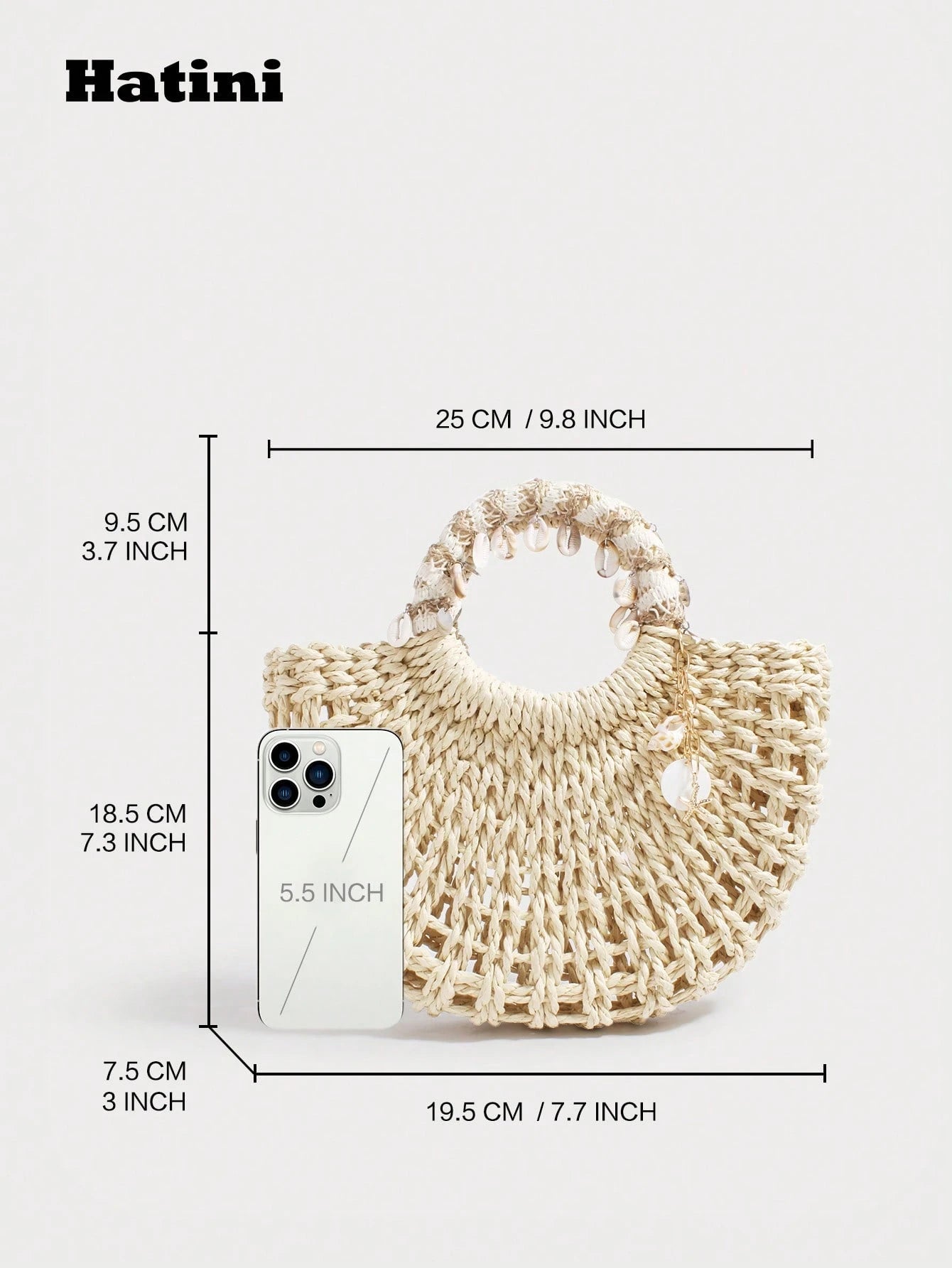 Hatini Shell Decorative Straw Woven Bag Hollow Weaving Handbag Bohemian Style Fake Bag Natural Straw Woven Women's Bag