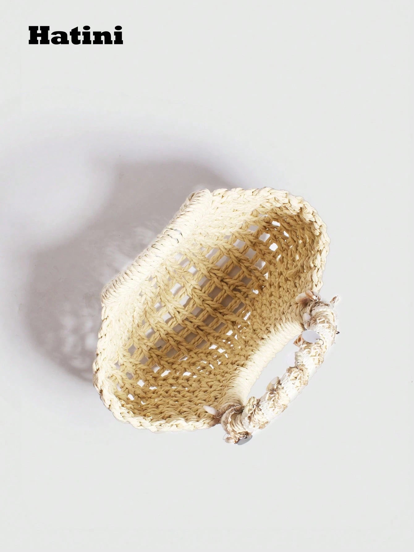 Hatini Shell Decorative Straw Woven Bag Hollow Weaving Handbag Bohemian Style Fake Bag Natural Straw Woven Women's Bag